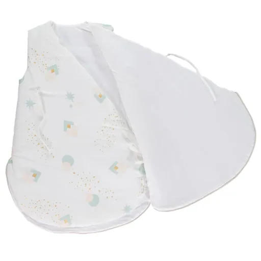 Nobodinoz babyslaapzak "Cloud" geometrische vormen aqua wit, Maat: 0 - 6 maanden