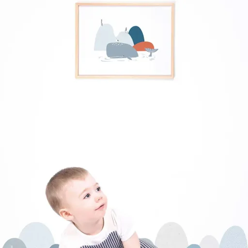 Lilipinso poster walvis met meeuw grijs rood