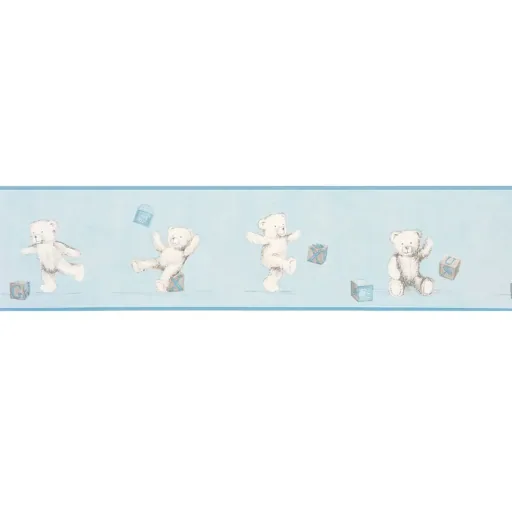 Casadeco Douce Nuit rand teddybeer grijs blauw