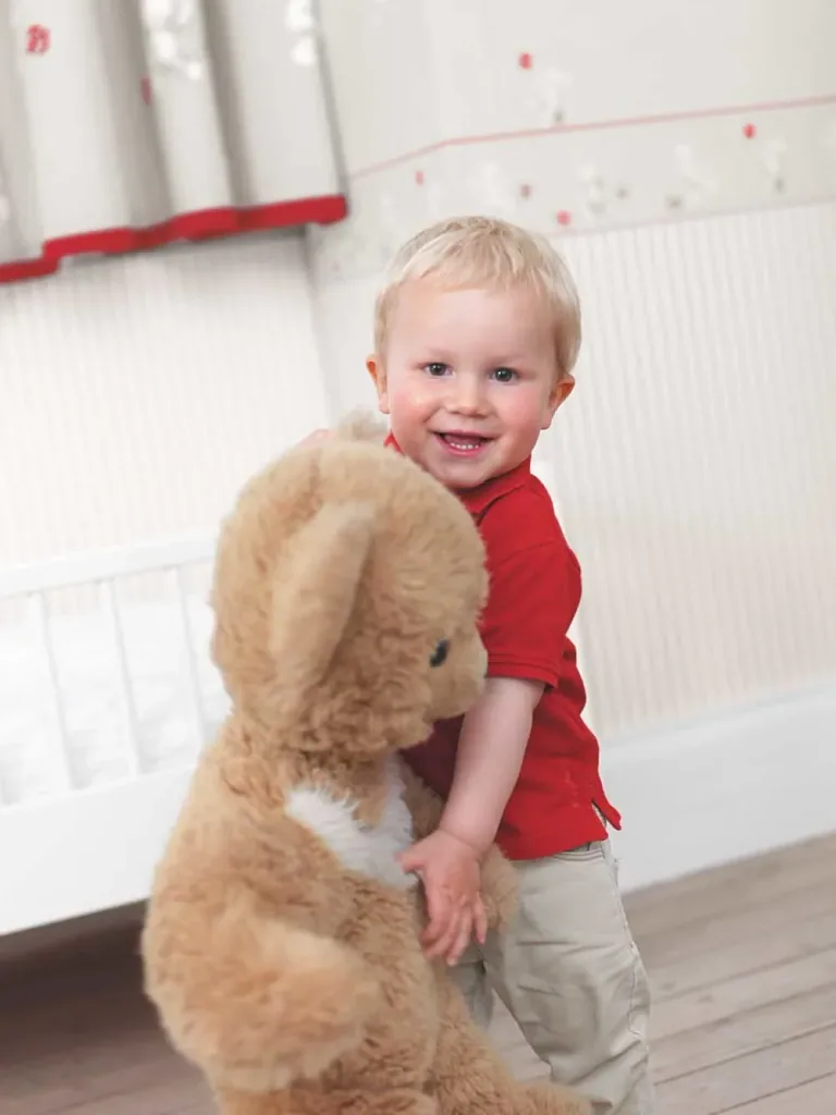 Casadeco Douce Nuit rand teddybeer grijs blauw