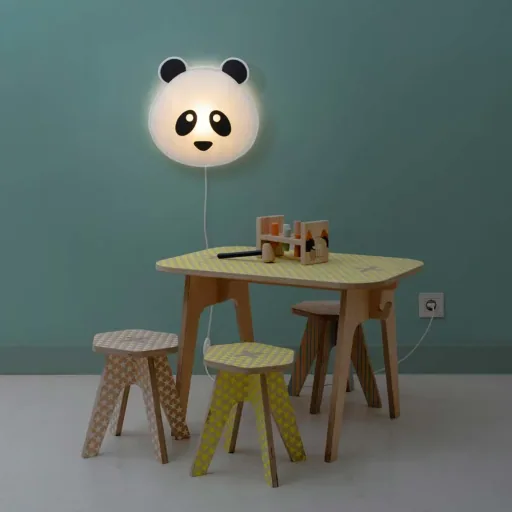 Buokids Soft wandlamp Panda Beer blauw