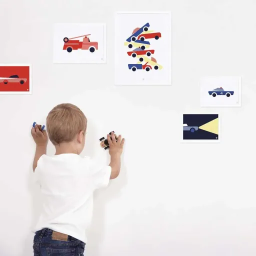 Lilipinso posterset voertuigen rood blauw geel