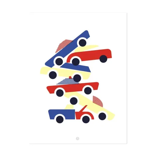 Lilipinso posterset voertuigen rood blauw geel