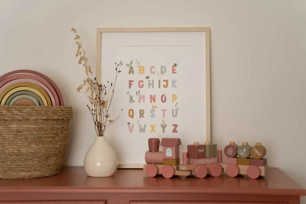 Little Dutch poster ABC & cijfers roze "Little Goose" tweezijdig