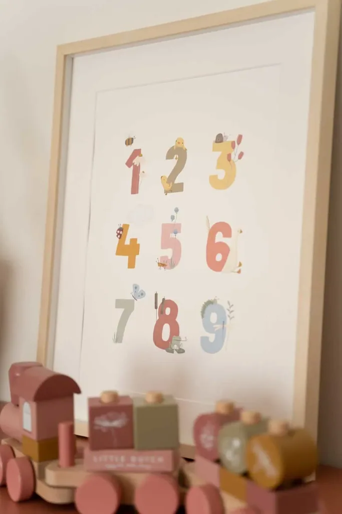 Little Dutch poster ABC & cijfers roze "Little Goose" tweezijdig