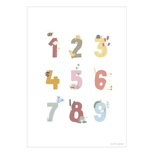Little Dutch poster ABC & cijfers roze "Little Goose" tweezijdig