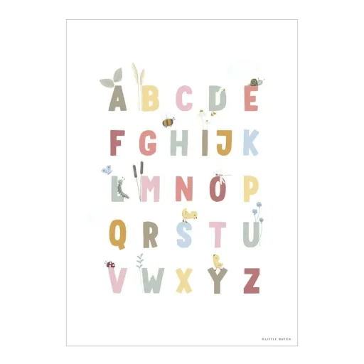 Little Dutch poster ABC & cijfers roze "Little Goose" tweezijdig