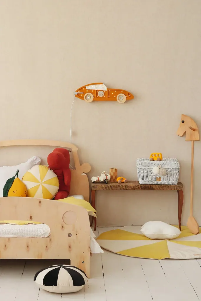 little lights Led deco kinderlamp raceauto mosterdgeel