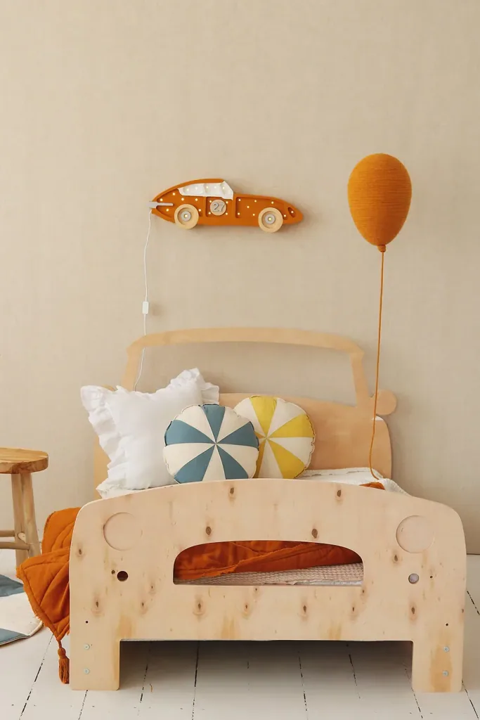 little lights Led deco kinderlamp raceauto mosterdgeel