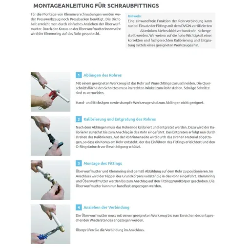 Schroeffitting Stop 16mm, Verbundpijp Fitting, DVGW Gecertificeerd
