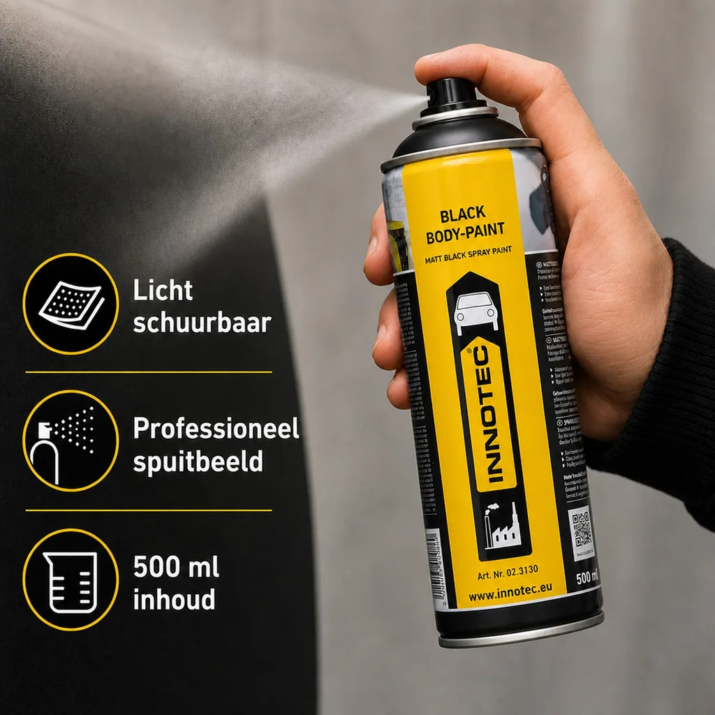 Matte zwarte lak, zwarte lak spray, spuitbus mat zwart, 500 ml
