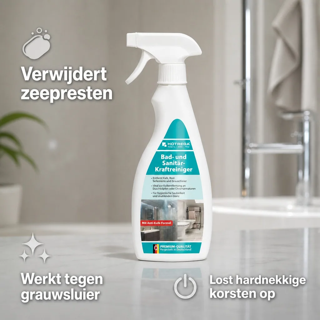 Badkamer schoonmaken, sanitair reiniger, badkamer reiniger, krachtreiniger 500ml spuitfles