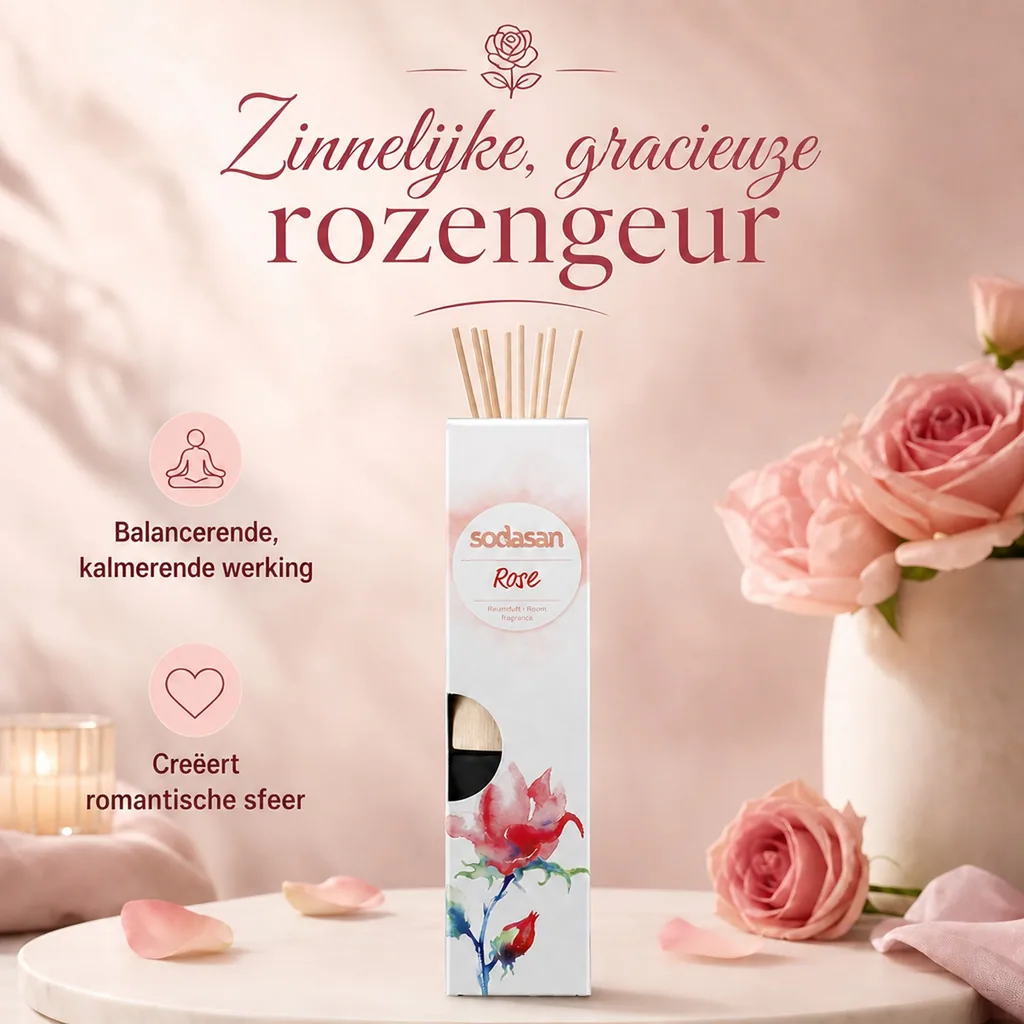 Luchtverfrisser roos, Kamergeur roos, 200ml, Natuurlijke luchtverfrisser