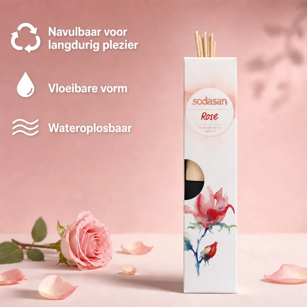 Luchtverfrisser roos, Kamergeur roos, 200ml, Natuurlijke luchtverfrisser