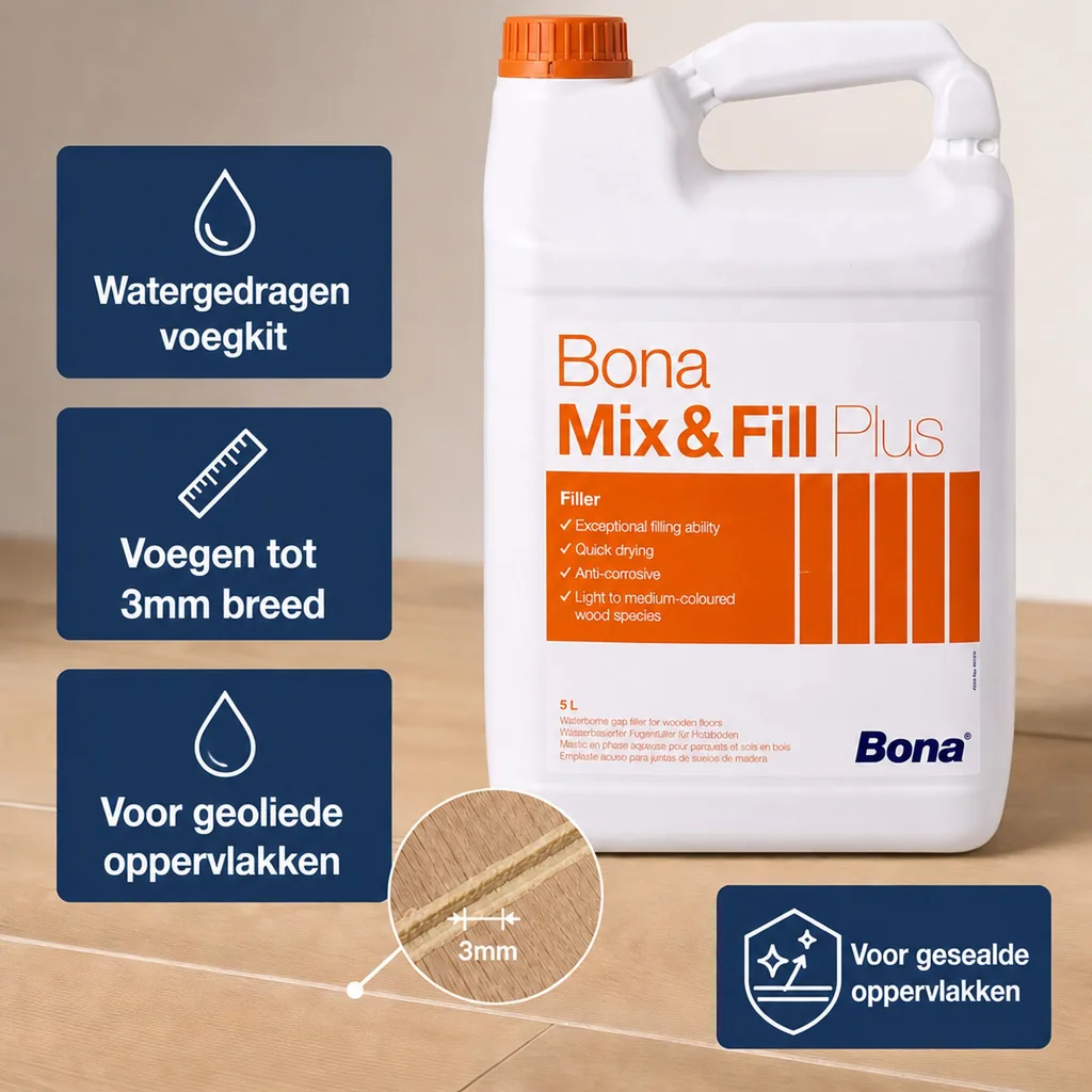 Parket vulmiddel 5 Liter, Hout vulmiddel, Watervaste plamuur