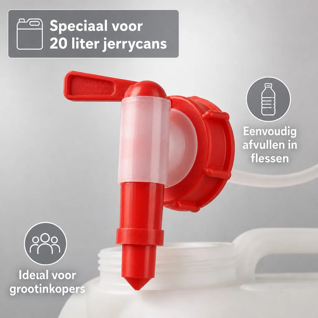 Aftapkraan 20 liter, kraan voor jerrycan, aftapkraan jerrycan, kraan voor kan