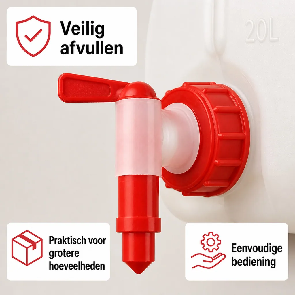 Aftapkraan 20 liter, kraan voor jerrycan, aftapkraan jerrycan, kraan voor kan