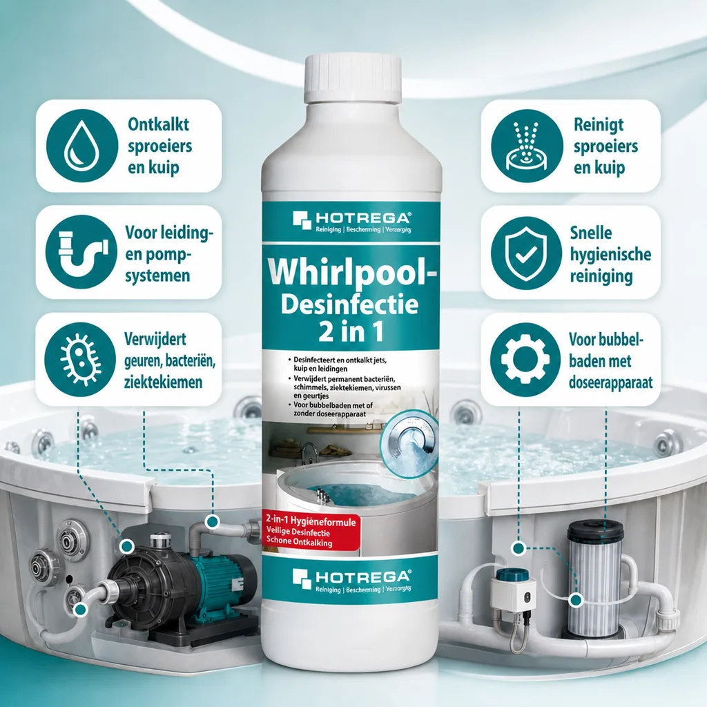 Whirlpool desinfectie 2 in 1 Koncentrat, 500 ml flacon, whirlpool reiniger