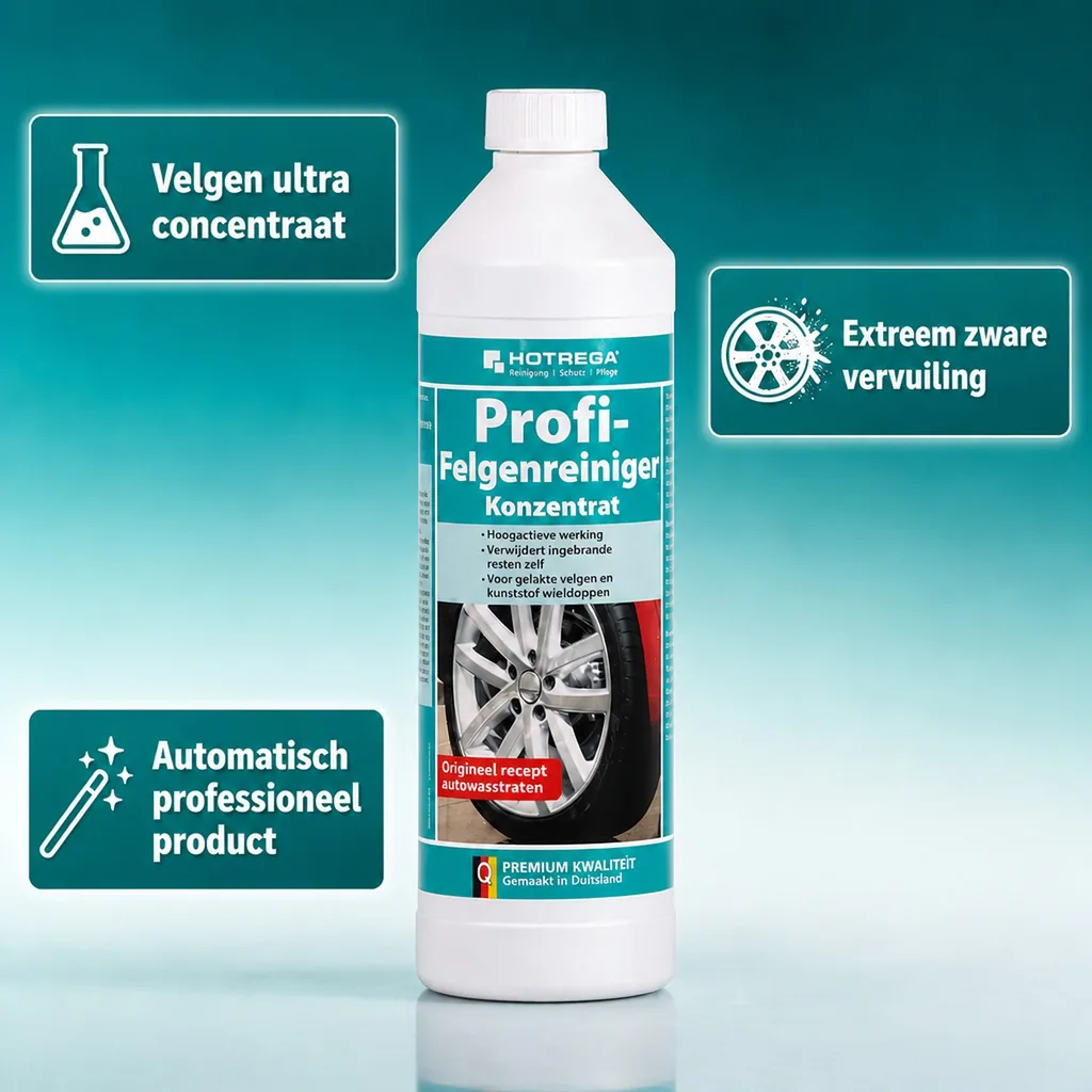 Velgenreiniger concentraat 1 liter, professionele velgenreiniger, krachtige velgenreiniger, velgen schoonmaken