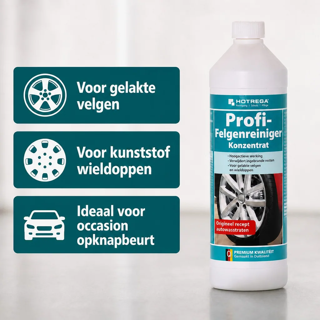 Velgenreiniger concentraat 1 liter, professionele velgenreiniger, krachtige velgenreiniger, velgen schoonmaken