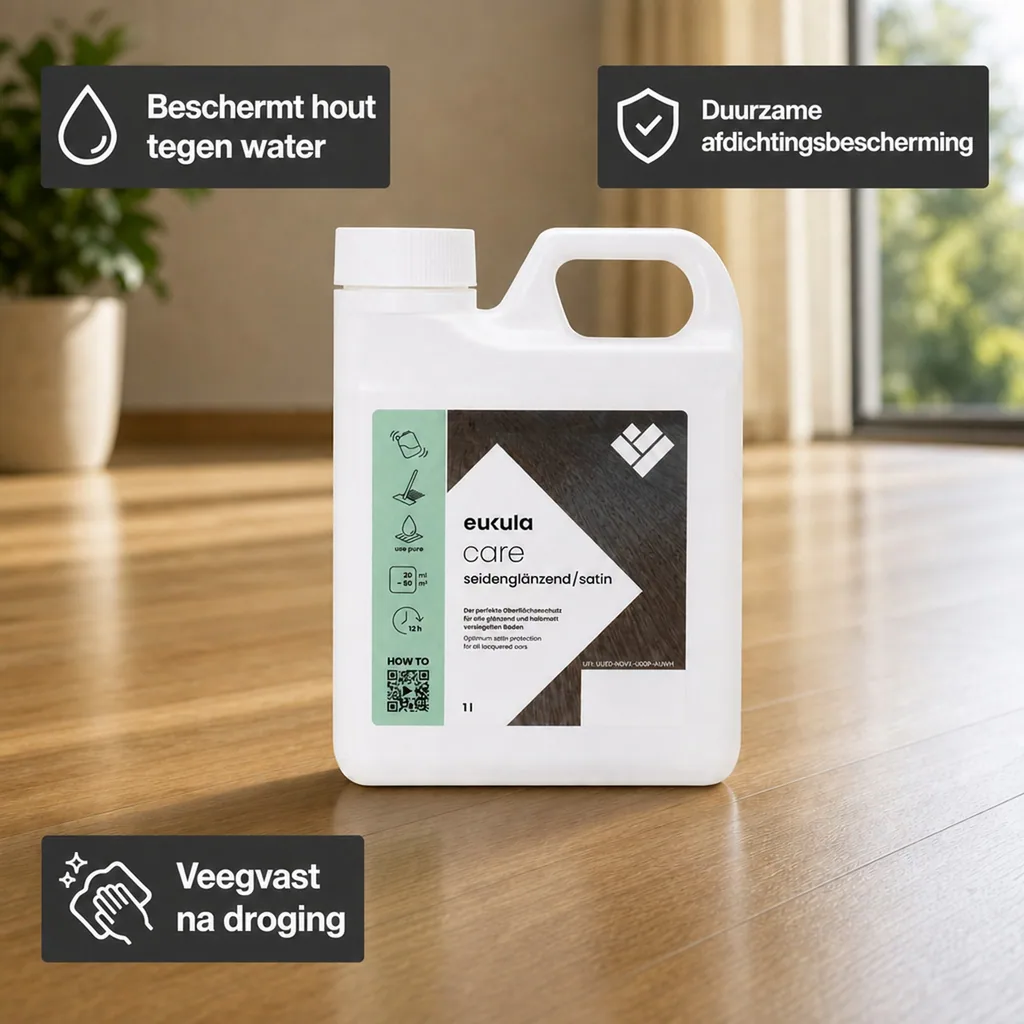 Vloer onderhoud, parket onderhoud, vloer reinigen, eukula care seidenglänzend 1 Liter, vloer polish