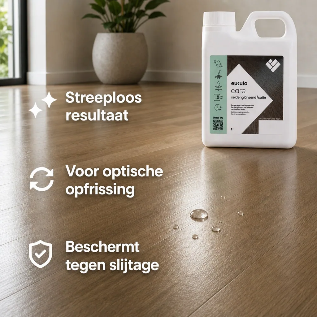 Vloer onderhoud, parket onderhoud, vloer reinigen, eukula care seidenglänzend 1 Liter, vloer polish