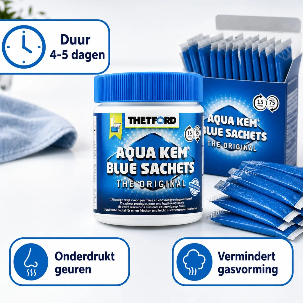 Toiletvloeistof, Camping toilet vloeistof, Chemisch toilet, 15 sachets
