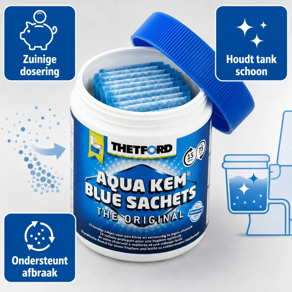 Toiletvloeistof, Camping toilet vloeistof, Chemisch toilet, 15 sachets