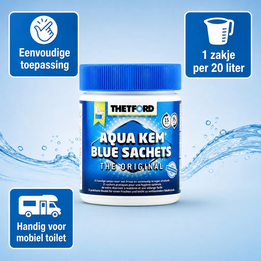 Toiletvloeistof, Camping toilet vloeistof, Chemisch toilet, 15 sachets