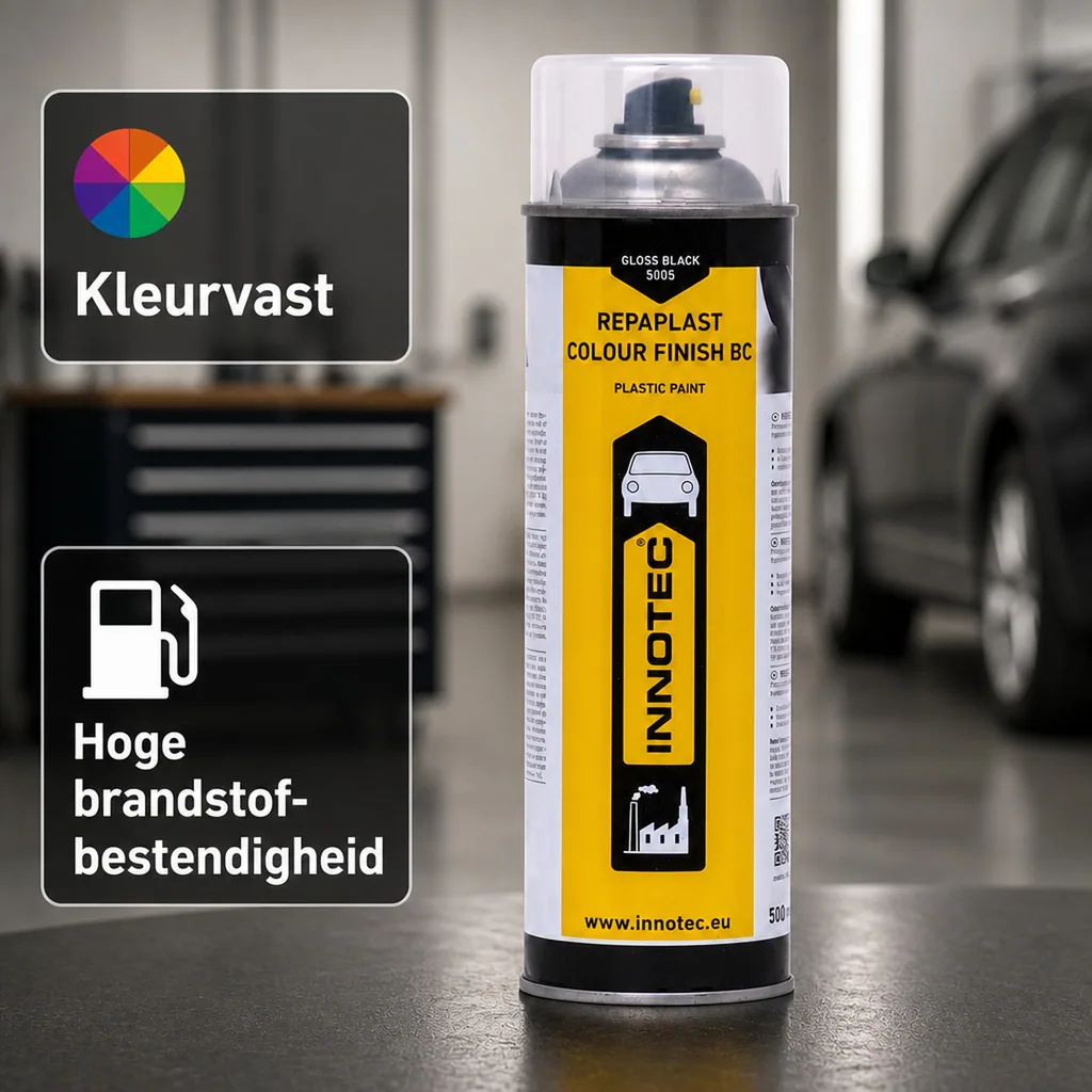 Repaplast Colour Finish, Zwarte glans lak, Kunststof lak zwart, 500ml zwarte glans