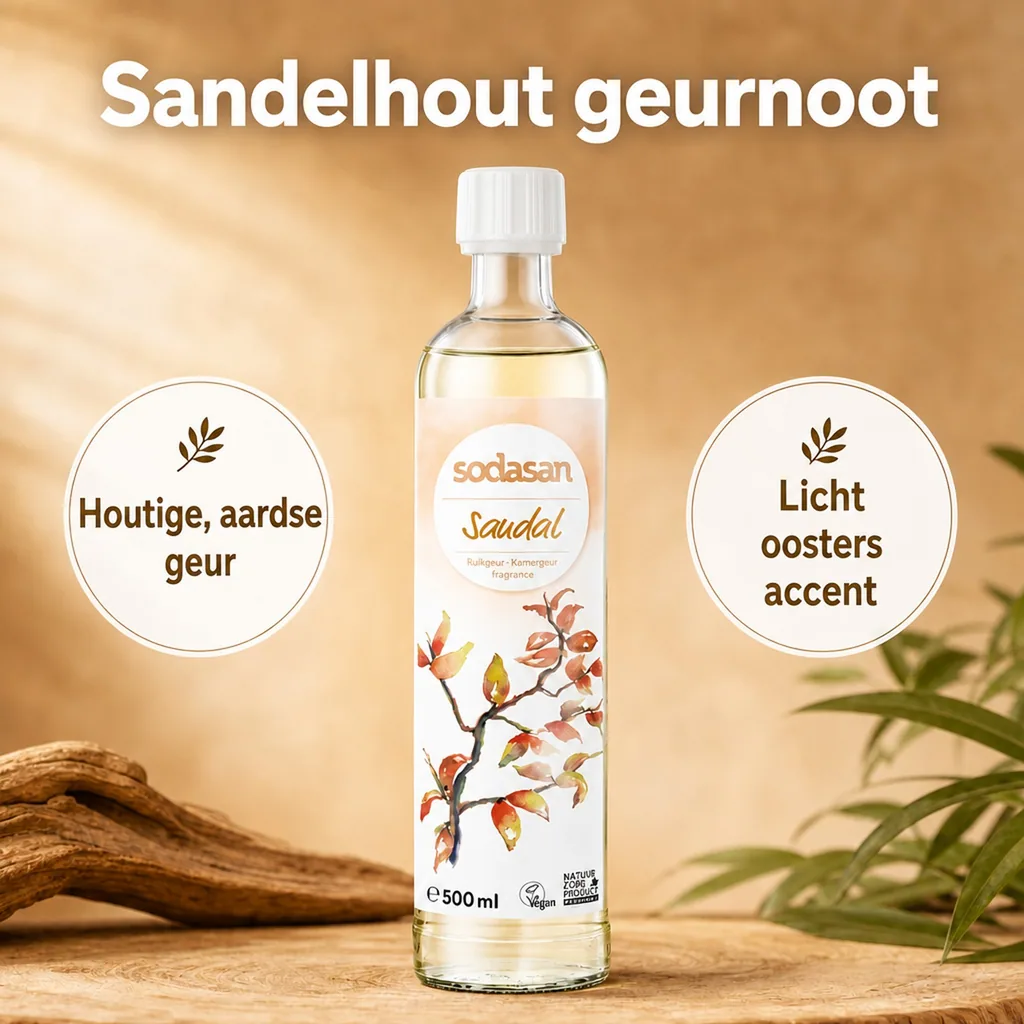 Geurstokjes navulling, kamergeur navulling, sandelhout geur, 500ml