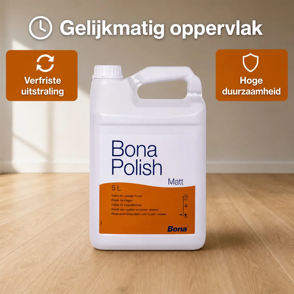 Parket onderhoud, 5 Liter matte parketpolish, Parket reiniger