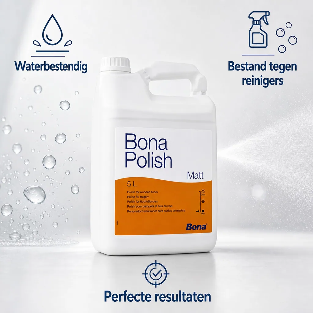 Parket onderhoud, 5 Liter matte parketpolish, Parket reiniger