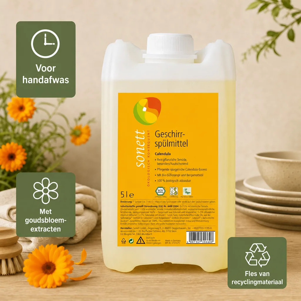 Afwasmiddel calendula 5 liter, natuurlijk afwasmiddel, ecologisch afwasmiddel