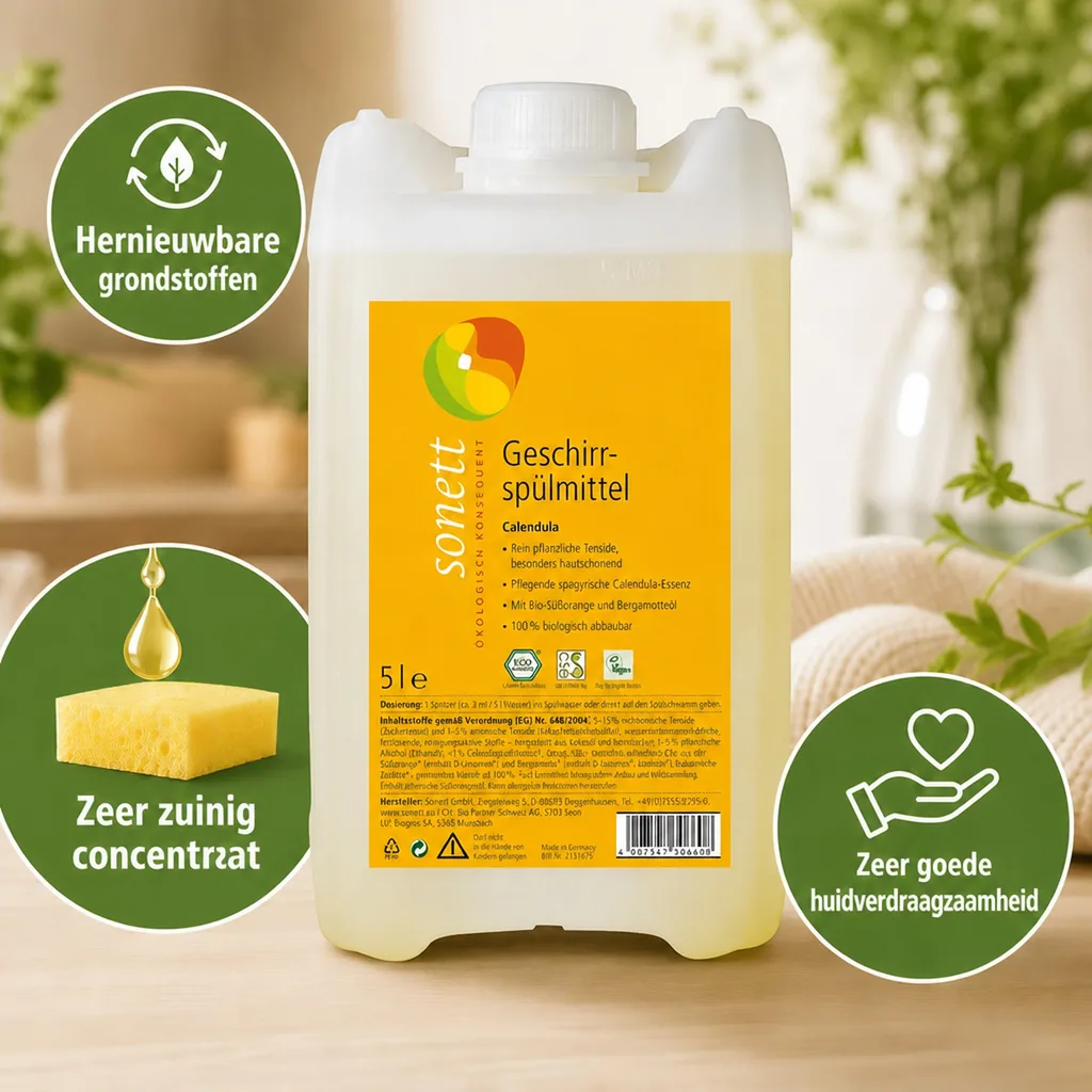 Afwasmiddel calendula 5 liter, natuurlijk afwasmiddel, ecologisch afwasmiddel
