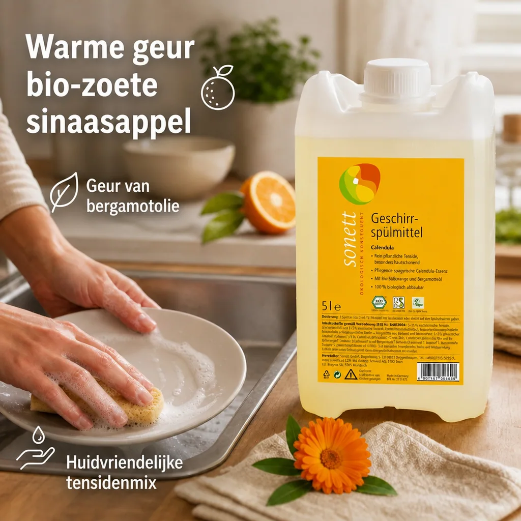 Afwasmiddel calendula 5 liter, natuurlijk afwasmiddel, ecologisch afwasmiddel