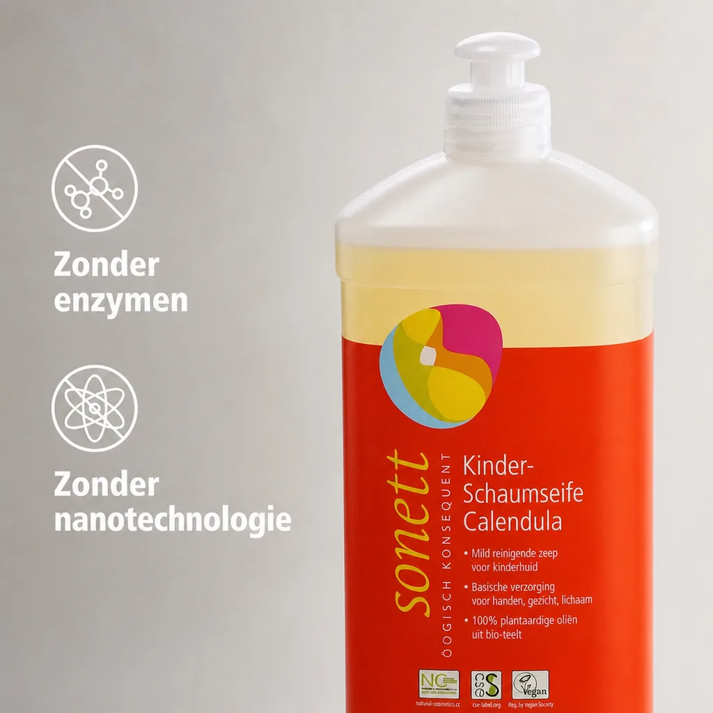 Kinder Schuimzeep Calendula 1 Liter, schuimzeep navulling, natuurlijke schuimzeep kind