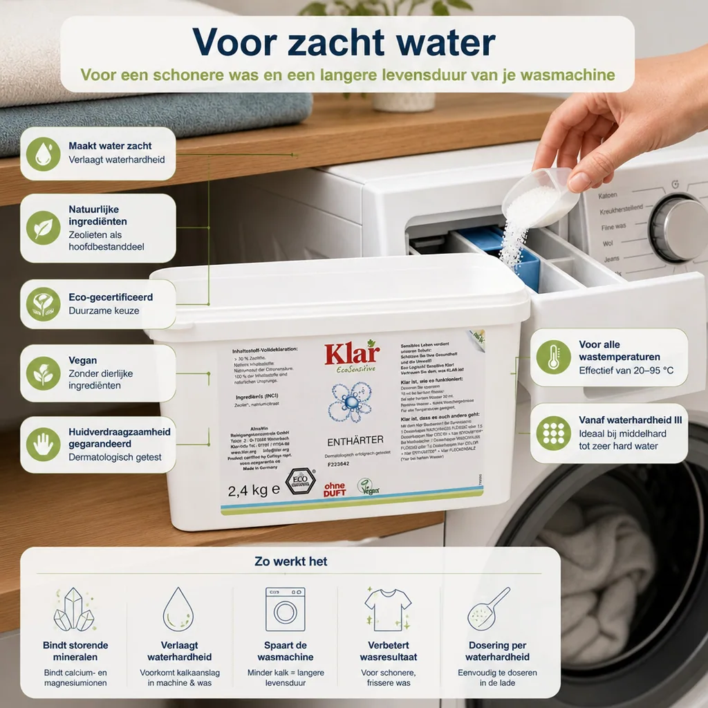 Waterontharder 2.4kg, zonder parfum, kalk verwijderen wasmachine