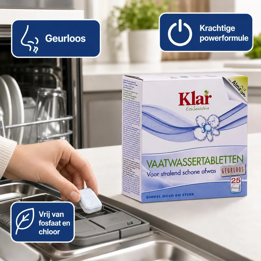 Vaatwastabletten, 25 Tabs á 20 g, afwasmachine tabletten, natuurlijk