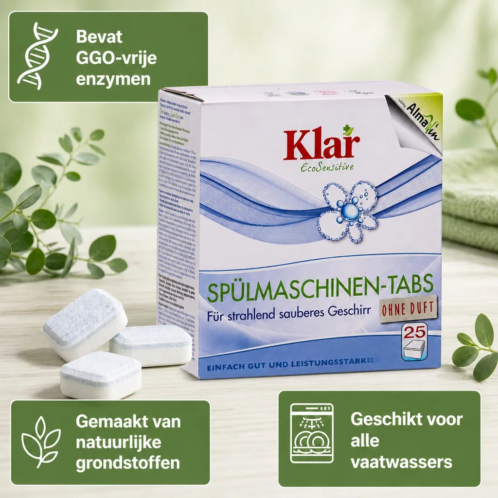 Vaatwastabletten, 25 Tabs á 20 g, afwasmachine tabletten, natuurlijk