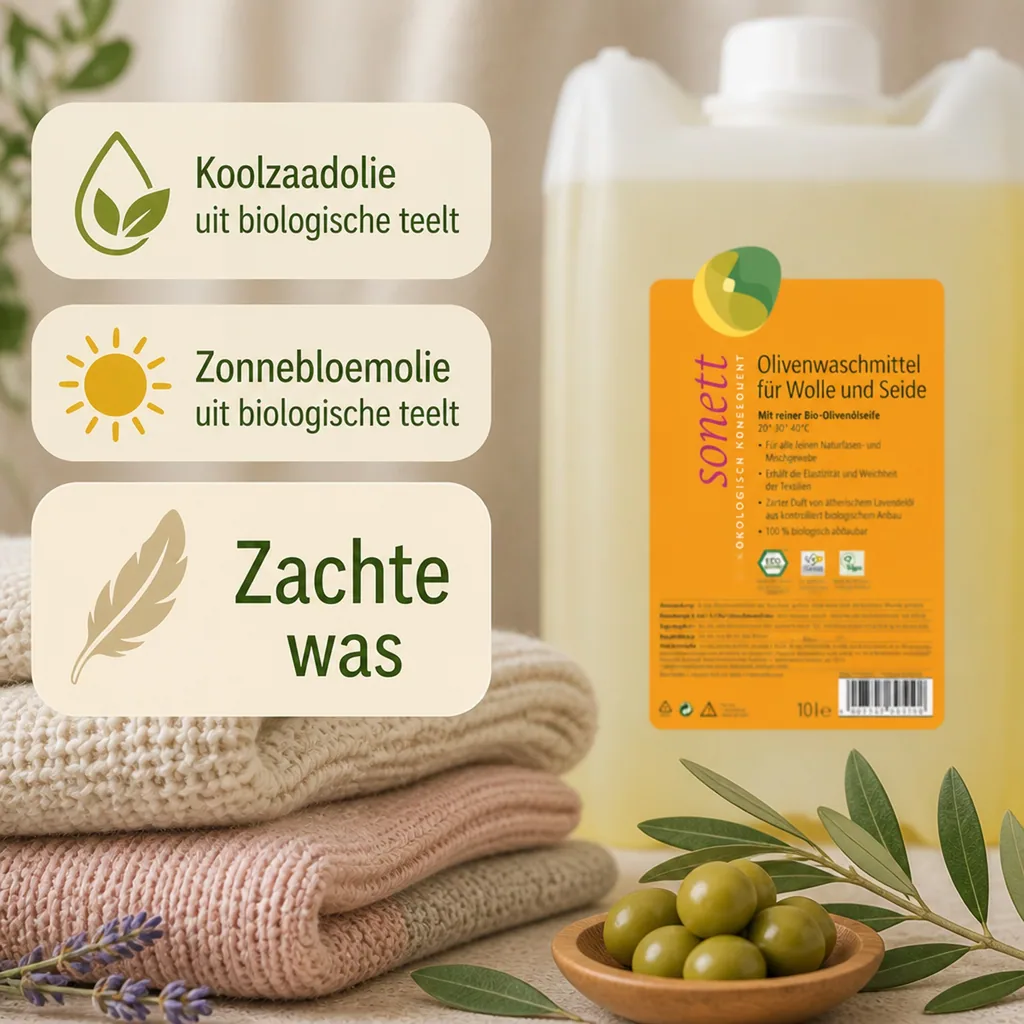 Wasmiddel wol en zijde, SONETT vloeibaar Olive 10 Liter, wasmiddel voor wol en zijde