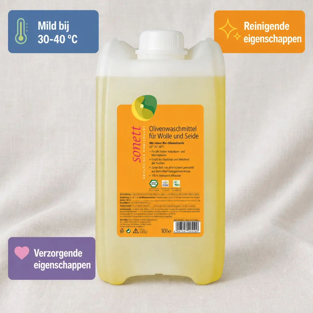 Wasmiddel wol en zijde, SONETT vloeibaar Olive 10 Liter, wasmiddel voor wol en zijde