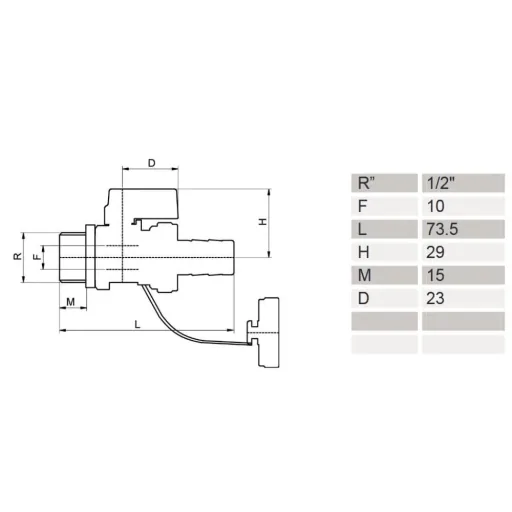 1/2 inch Kogelkraan met Slangtule - Messing