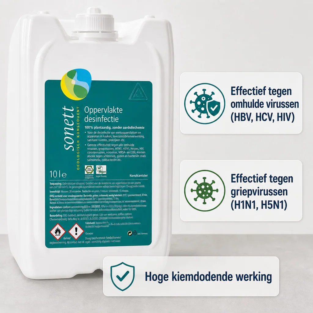 Desinfectiemiddel oppervlakken 10 Liter, Oppervlakte desinfectie, Vlakken desinfectie DVG gelistet