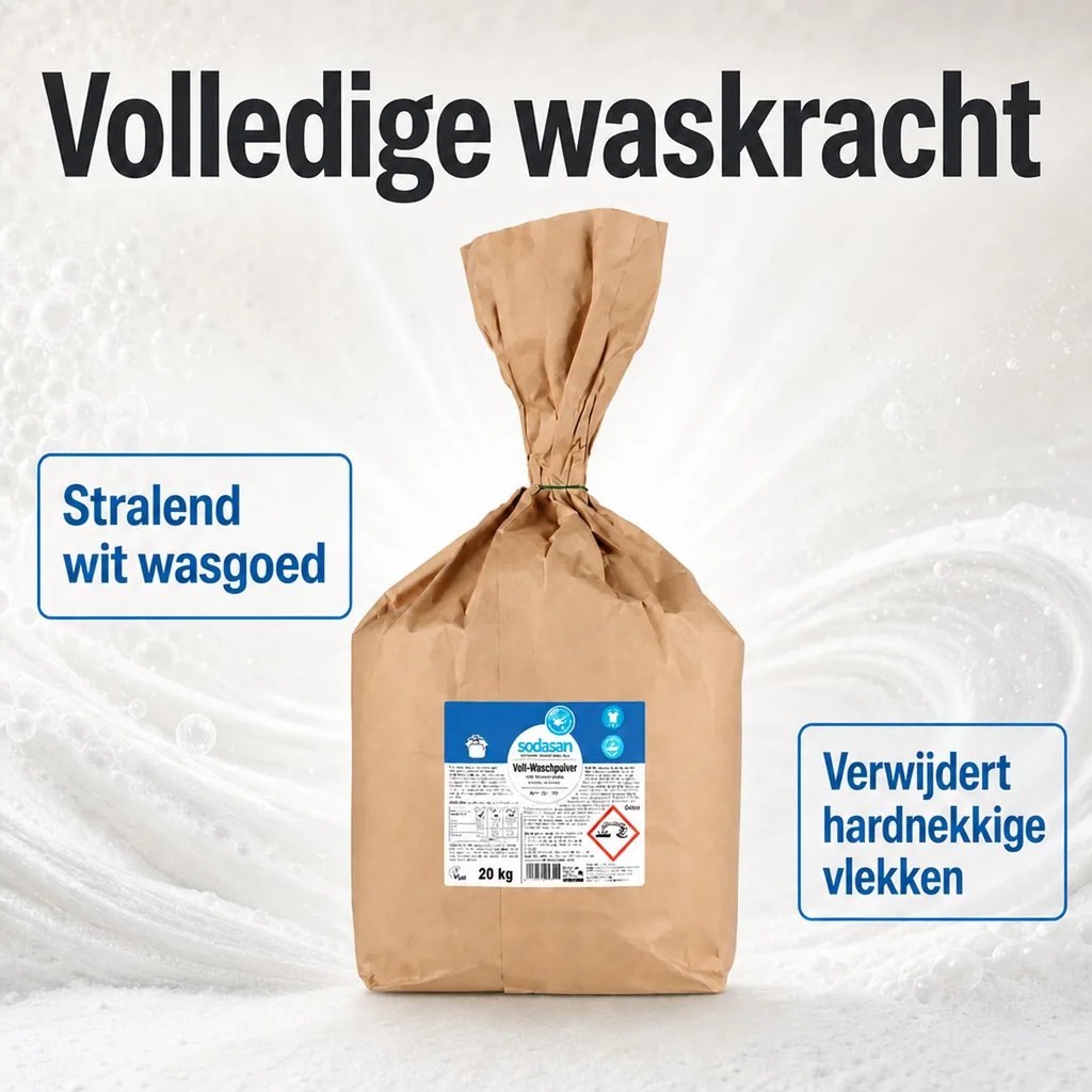 Waspoeder voor witte was, 20kg, wasmiddel voor witte en bonte was, ecologische waspoeder