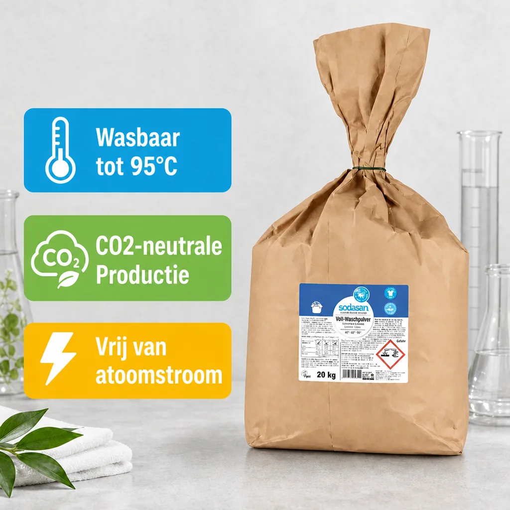 Waspoeder voor witte was, 20kg, wasmiddel voor witte en bonte was, ecologische waspoeder