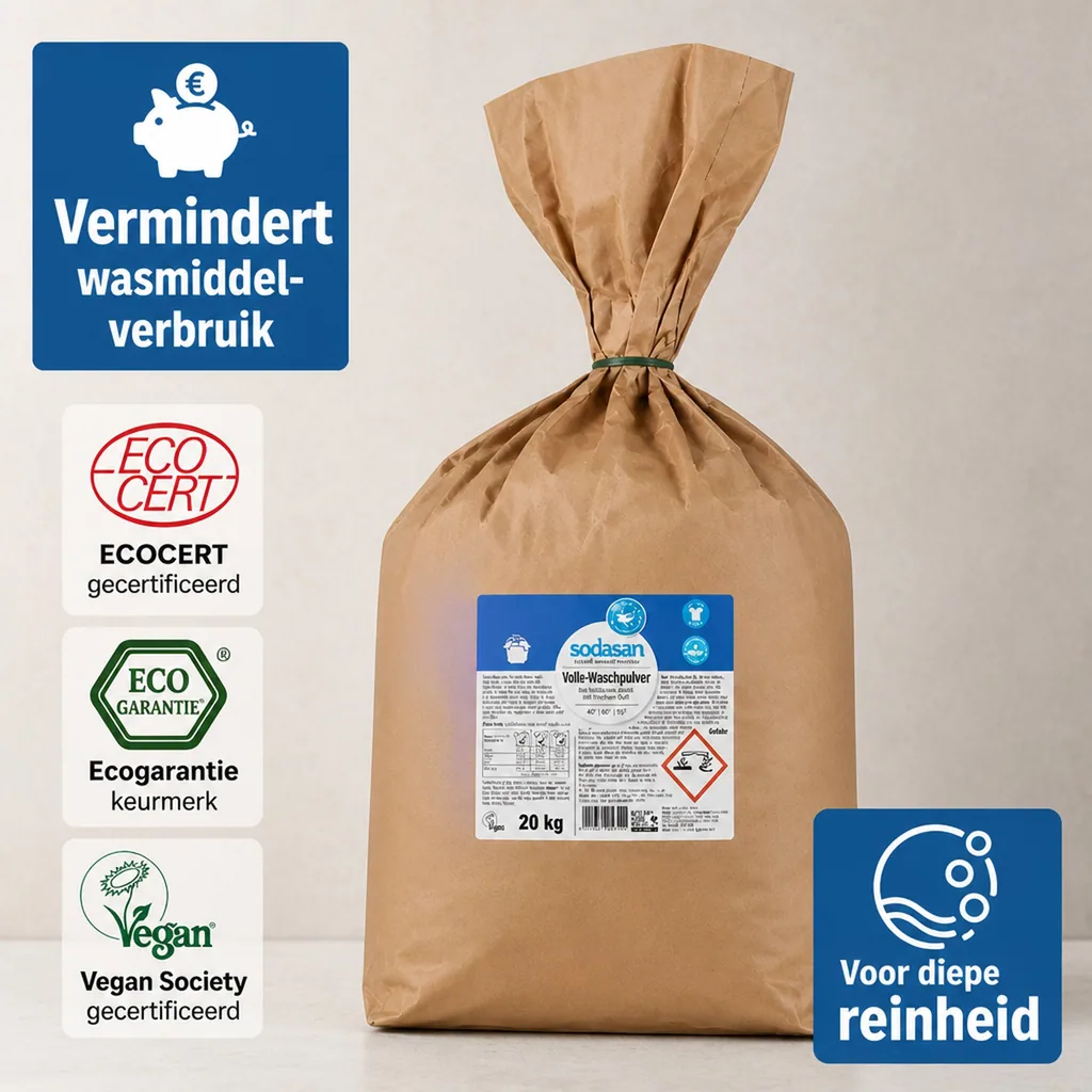 Waspoeder voor witte was, 20kg, wasmiddel voor witte en bonte was, ecologische waspoeder