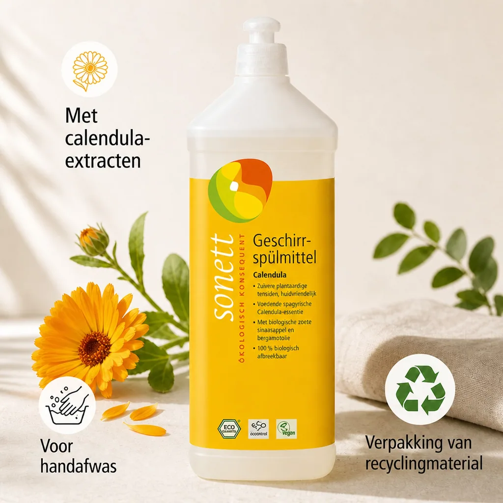 Afwasmiddel calendula 1 Liter, natuurlijk afwasmiddel, ecologisch afwasmiddel