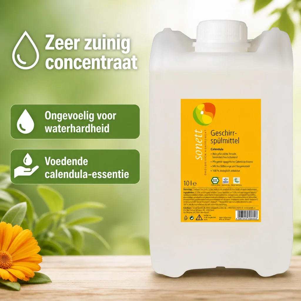 Afwasmiddel grootverpakking 10 Liter, ecologisch afwasmiddel, afwasmiddel calendula
