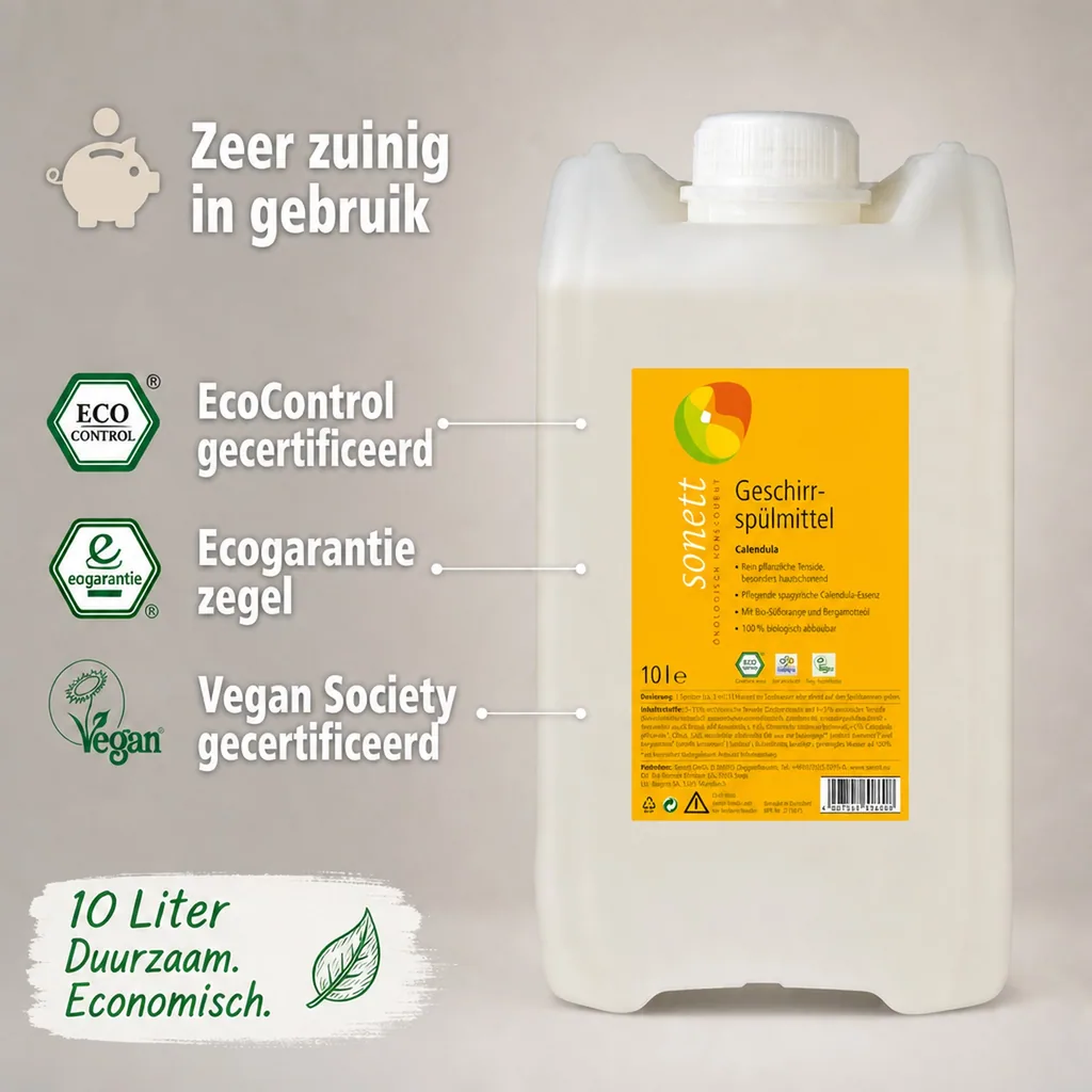 Afwasmiddel grootverpakking 10 Liter, ecologisch afwasmiddel, afwasmiddel calendula